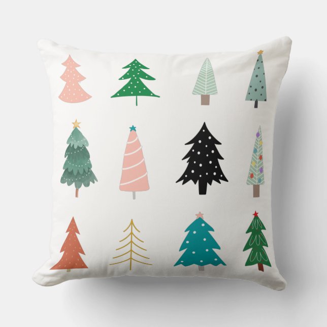 Cojín Decorativo Patrón de navidad moderno de fondo blanco adorable (Anverso)