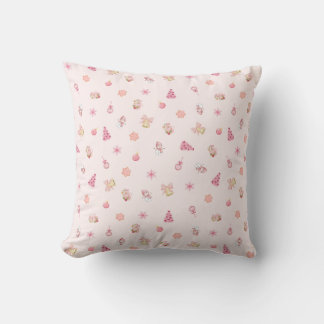 Cojín Decorativo Patrón de Navidad Rosa Acogedor