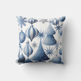 Cojín Decorativo Patrón de Navidades azules y blancos