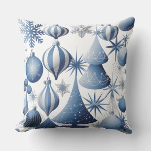 Cojín Decorativo Patrón de Navidades azules y blancos
