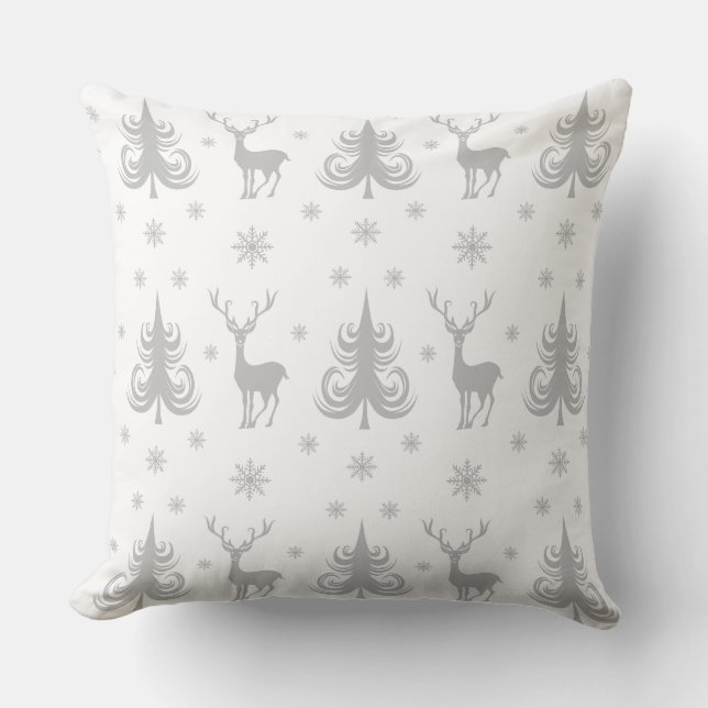 Cojín Decorativo Patrón de Navidades blancos festivos (Anverso)