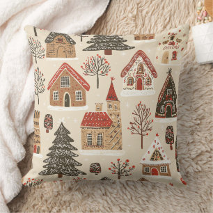 Cojín Decorativo Patrón de Navidades de bosques de época (4)