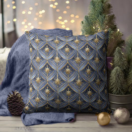 Cojín Decorativo Patrón de Navidades de oro azul #16 ID1009