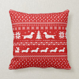 Cojín Decorativo Patrón de Navidades de Perros Wiener Joy Peace