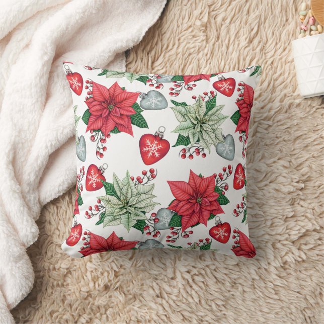 Cojín Decorativo Patrón de navidades Poinsettia (Manta)