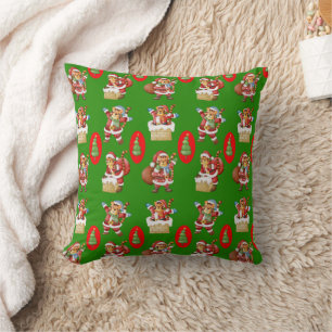 Cojín Decorativo Patrón de Navidades repetitivos con tigres
