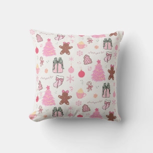 Cojín Decorativo Patrón de Navidades rosados