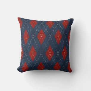 Cojín Decorativo Patrón de Navidades Royal Blue Argyle