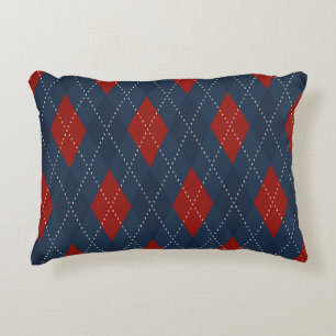 Cojín Decorativo Patrón de Navidades Royal Blue Argyle
