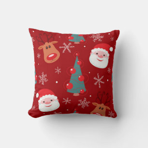 Cojín Decorativo Patrón de navidades sin mar con santa tre de reno