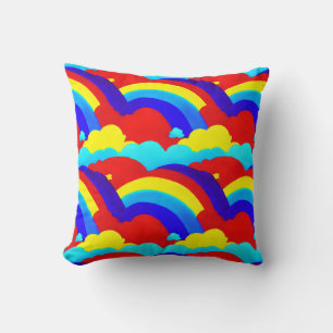 Cojín Decorativo Patrón de niños de nubes de arcoiris coloridas