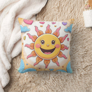 Cojín Decorativo Patrón de niños de sol y arcoíris lindo