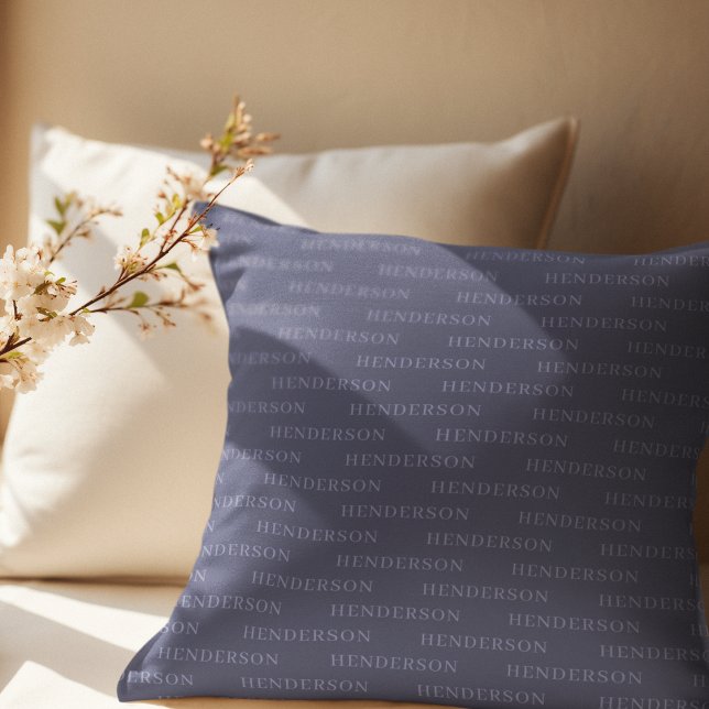 Cojín Decorativo Patrón de nombre de familia de Personalizado azul (Subido por el creador)