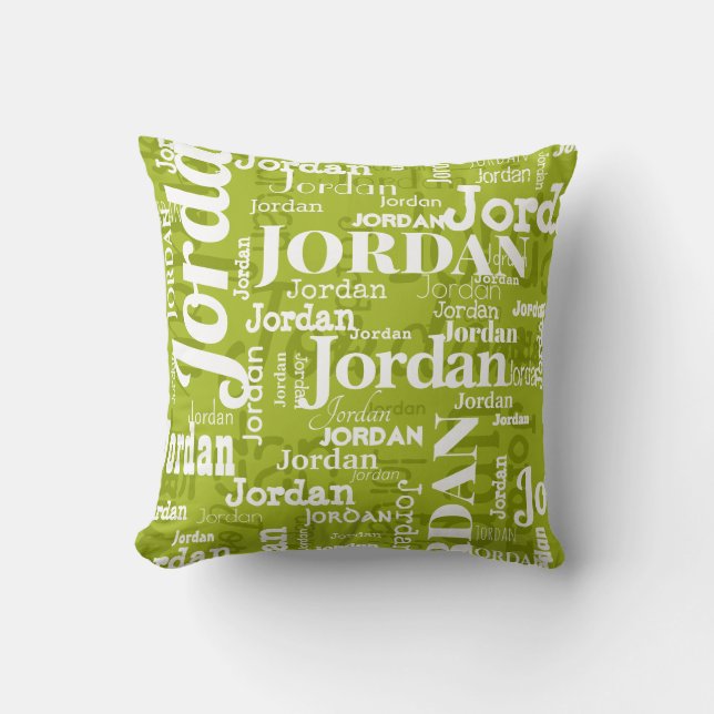 Cojín Decorativo Patrón de nombres repetitivos Chartreuse Personali (Anverso)