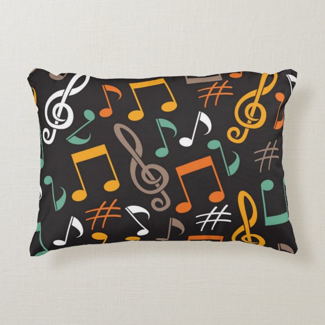Cojín Decorativo Patrón de notas musicales (Anverso)