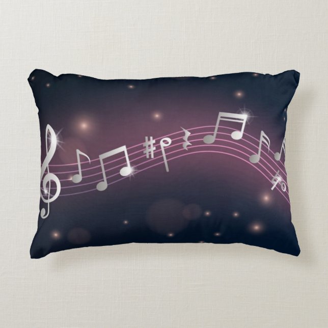 Cojín Decorativo Patrón de notas musicales (Anverso)