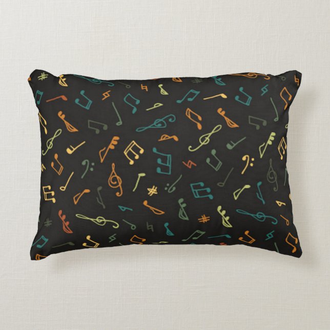 Cojín Decorativo Patrón de notas musicales (Anverso)