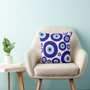 Cojín Decorativo Patrón de Ojo Malo, Ojo Griego, Ojo Turco, Nazar