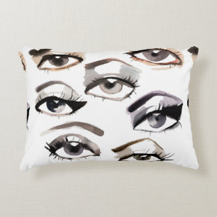 Cojín Decorativo Patrón de ojos hermosos de color de agua