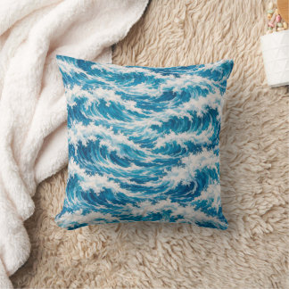 Cojín Decorativo Patrón de Ola Oceánica