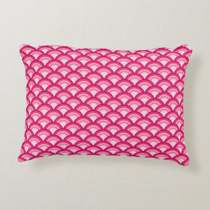Cojín Decorativo Patrón de olas Art Deco - fucsia y coral