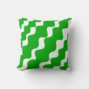 Cojín Decorativo Patrón de olas de inclinación verde y blanca
