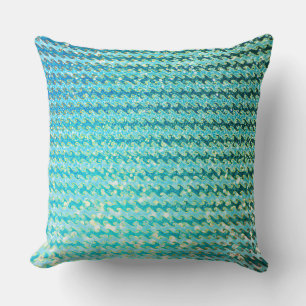 Cojín Decorativo Patrón de Olas de sirena azul Verde azulada espumo