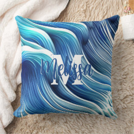 Cojín Decorativo Patrón de onda azul