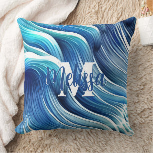 Cojín Decorativo Patrón de onda azul