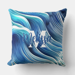 Cojín Decorativo Patrón de onda azul