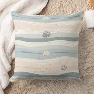 Cojín Decorativo Patrón de onda de concha marina costera boho