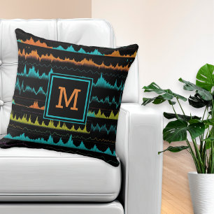 Cojín Decorativo Patrón de onda de sonido abstracto Retro Synthwave