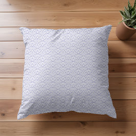 Cojín Decorativo Patrón de onda japonesa moderna blanca pervinca