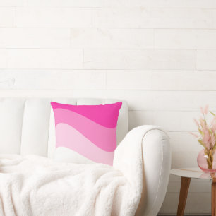 Cojín Decorativo Patrón de onda ombre blanco rosa