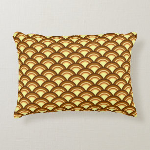 Cojín Decorativo Patrón de ondas Art Deco - chocolate y amarillo