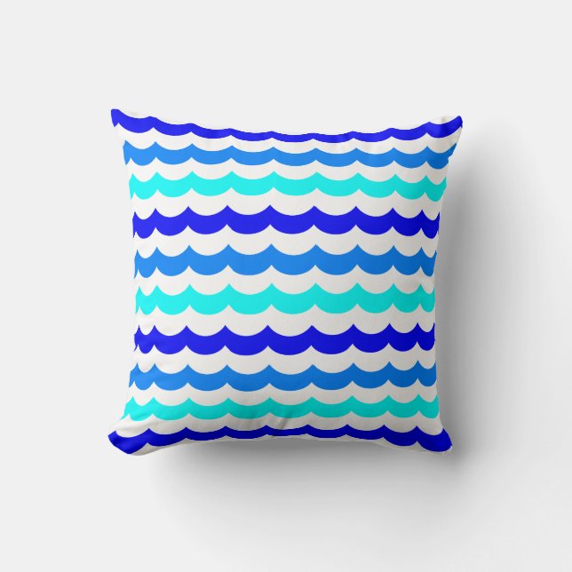 Cojín Decorativo Patrón de ondas azules (Anverso)