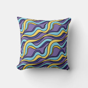 Cojín Decorativo Patrón de ondas coloridas Funky Retro Moderno Resu