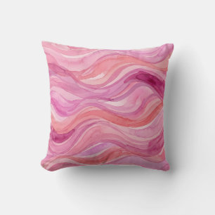 Cojín Decorativo Patrón de ondas de acuarela rosa