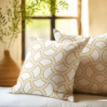 Cojín Decorativo Patrón De Oro Art Deco Sobre Blanco<br><div class="desc">Este elegante diseño presenta un bonito patrón geométrico Art Déco dorado sobre un fondo blanco.</div>