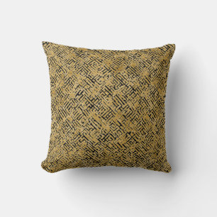 Cojín Decorativo Patrón de oro de lujo, negro dorado