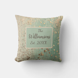 Cojín Decorativo Patrón de oro personalizado sobre el verde marino 