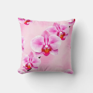 Cojín Decorativo Patrón de orquídea rosa floral tropical suave past