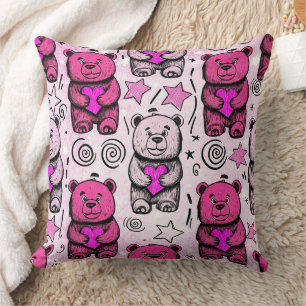 Cojín Decorativo Patrón de osito de peluche adorable para San Valen