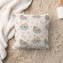 Cojín Decorativo Patrón de oso de peluche con estrellas y luna