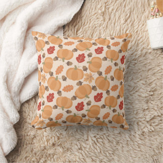 Cojín Decorativo Patrón de otoño con calabazas, bellotas y hojas