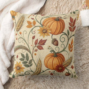 Cojín Decorativo Patrón de otoño de calabaza Cottagecore