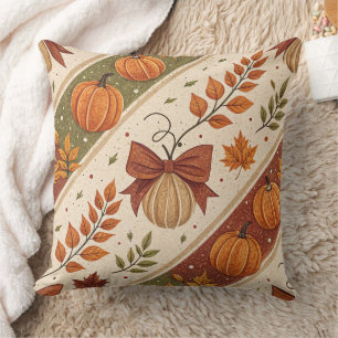 Cojín Decorativo Patrón de otoño de calabaza y hojas caídas
