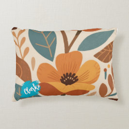 Cojín Decorativo Patrón de otoño Terracotta y Teal