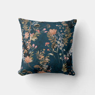 Cojín Decorativo Patrón de otoño vintage sin foco con rojo y orang