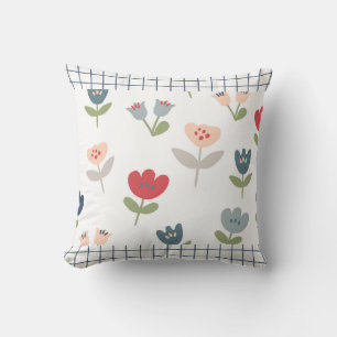 Cojín Decorativo Patrón de país de Tulipán floral cúbico